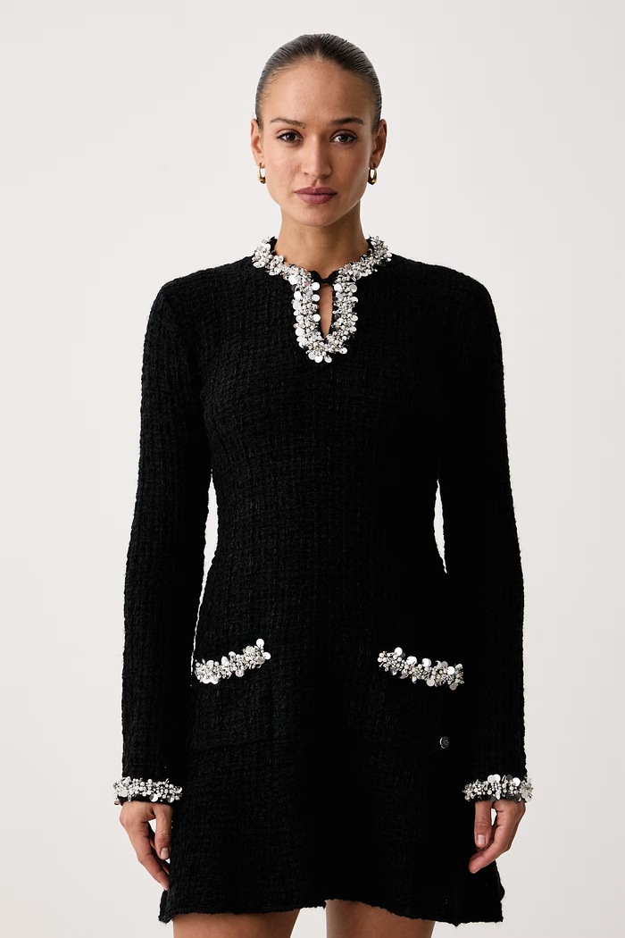 Karl Lagerfeld Rochie tricotată cu amestec de lână negru B4W13025