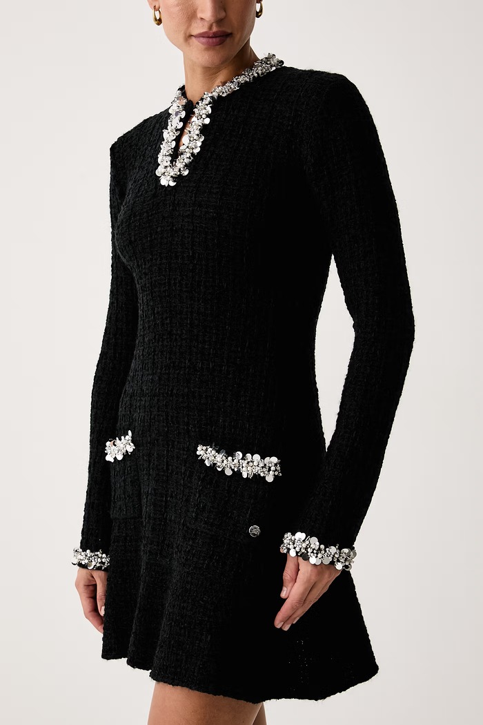 Rochie tricotată cu amestec de lână Karl Lagerfeld B4W13025 negru