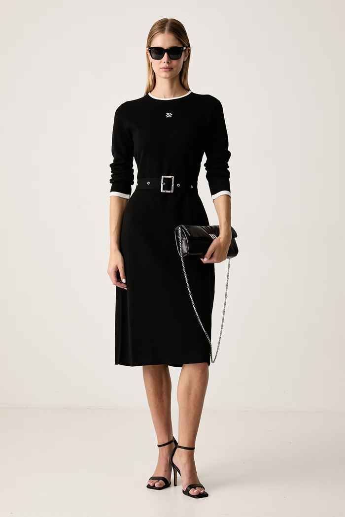 Ρούχα Karl Lagerfeld Φόρεμα με βισκόζη B4W13027 μαύρο