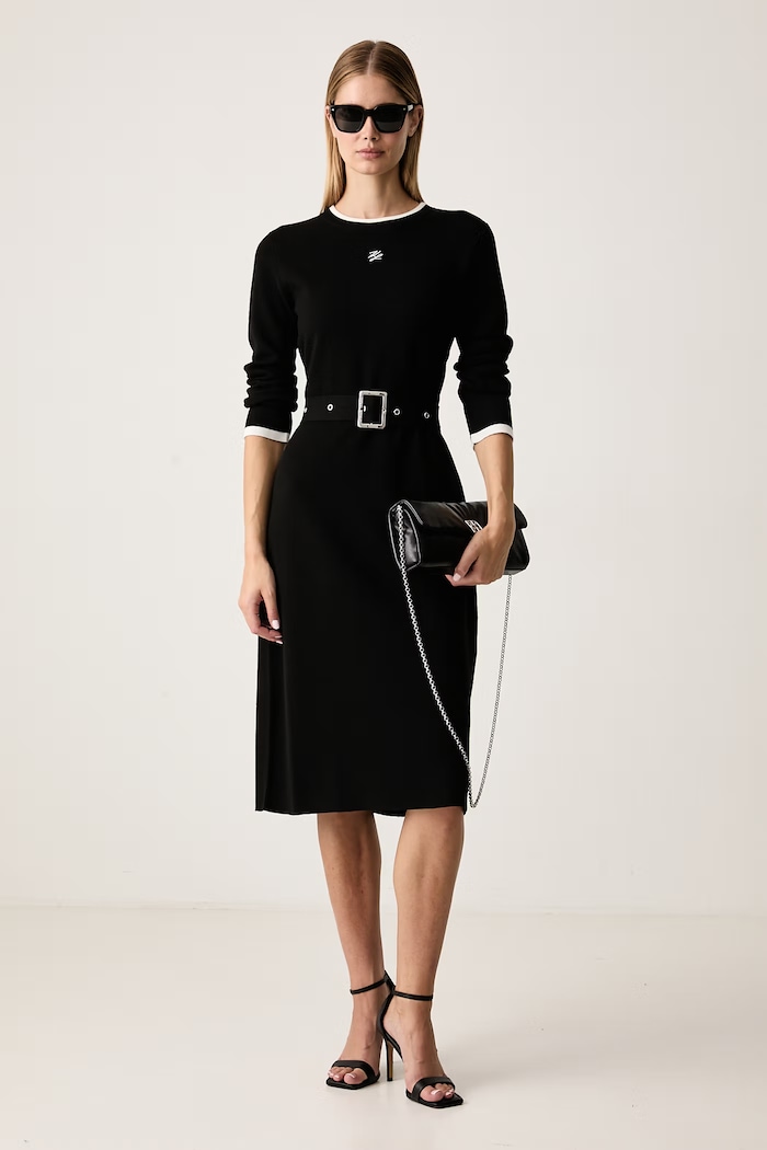 Ρούχα Karl Lagerfeld Φόρεμα με βισκόζη B4W13027 μαύρο