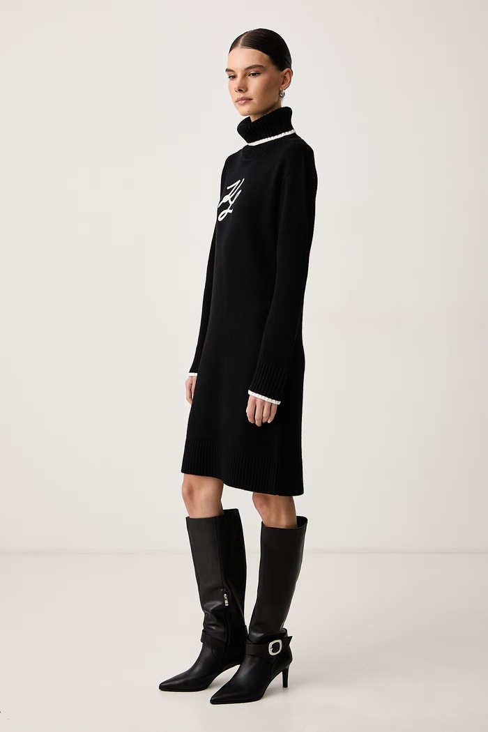 Karl Lagerfeld Рокля с вълна B4W13033 черен AW26