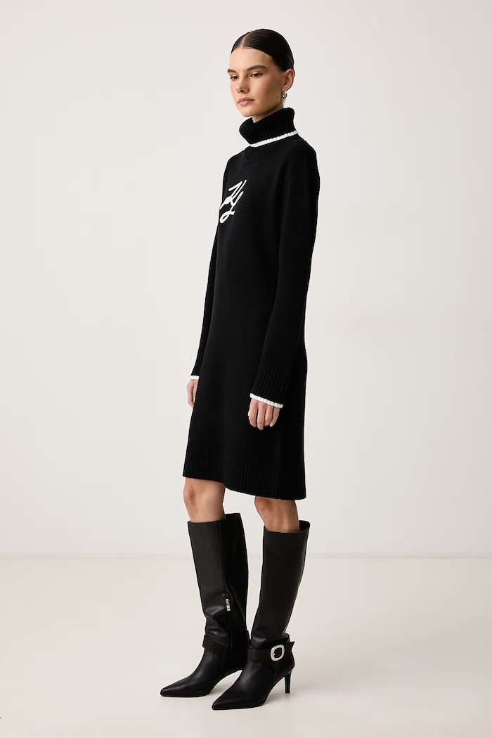 Karl Lagerfeld Рокля с вълна B4W13033 черен AW26