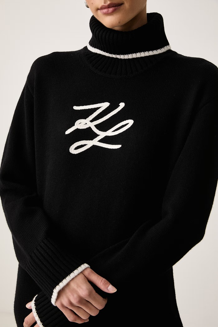 Рокля с вълна Karl Lagerfeld B4W13033 черен