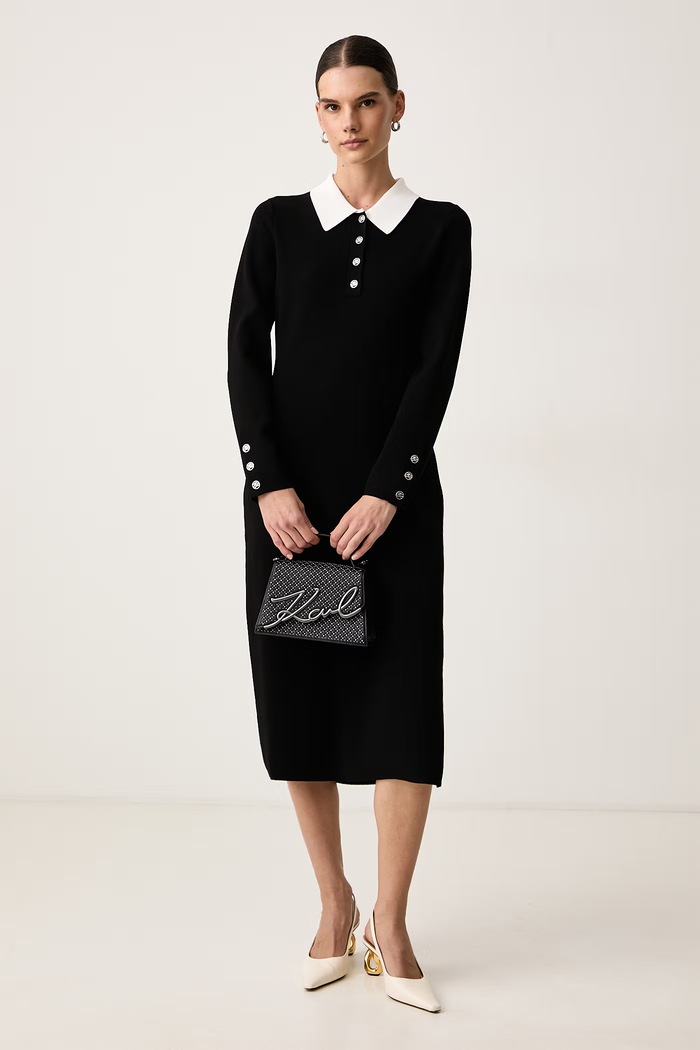 Karl Lagerfeld Рокля с вискоза B4W13054 черен AW26