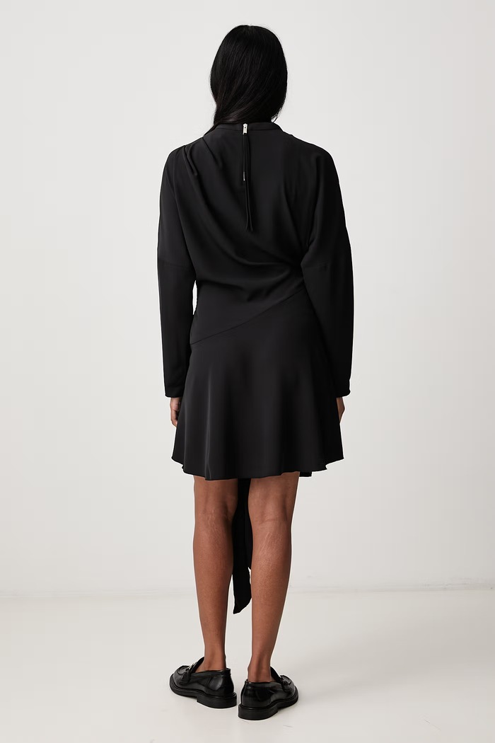 Дрехи GANNI Cady Crepe рокля с изчистена шарка A1030749 черен