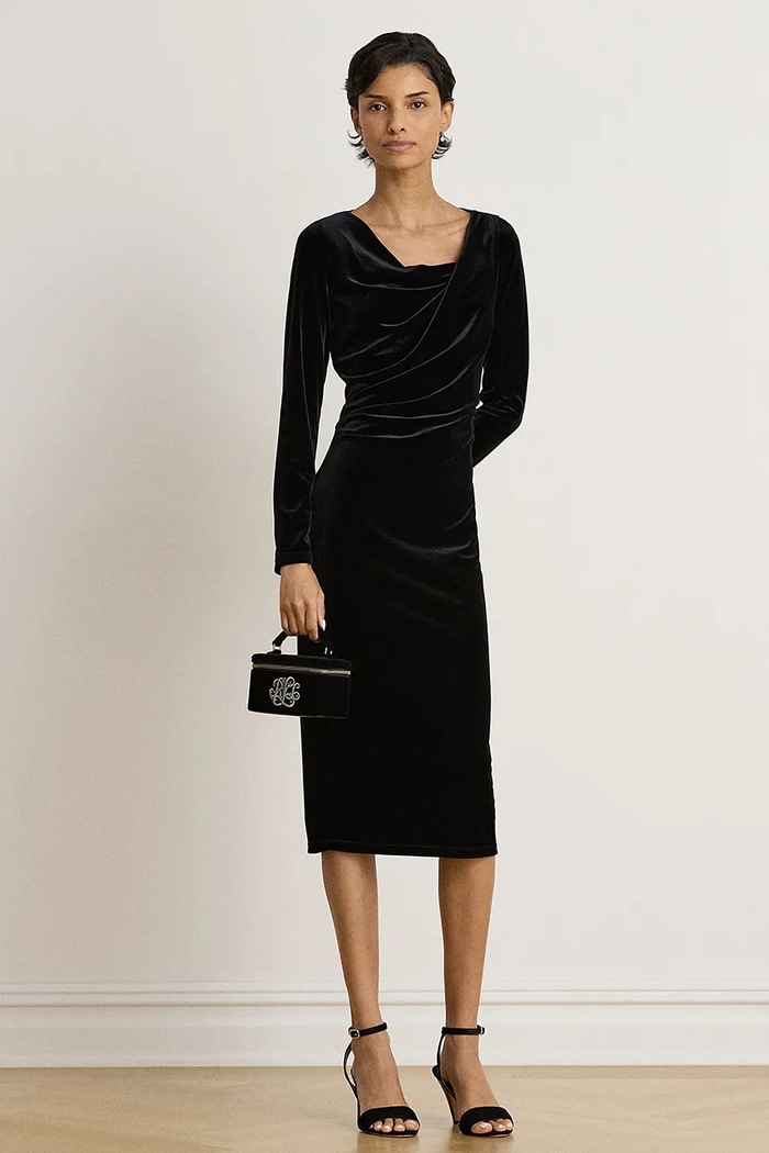 Lauren Ralph Lauren Sukienka welurowa czarny 200B27415