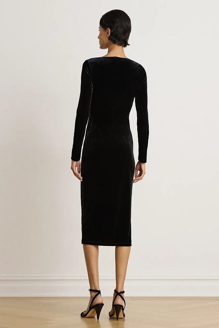 Lauren Ralph Lauren Sukienka welurowa 200B27415 czarny AW26