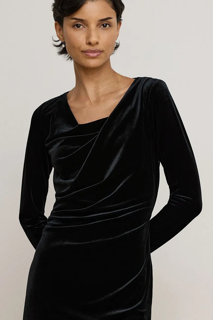 Sukienka welurowa Lauren Ralph Lauren 200B27415 czarny