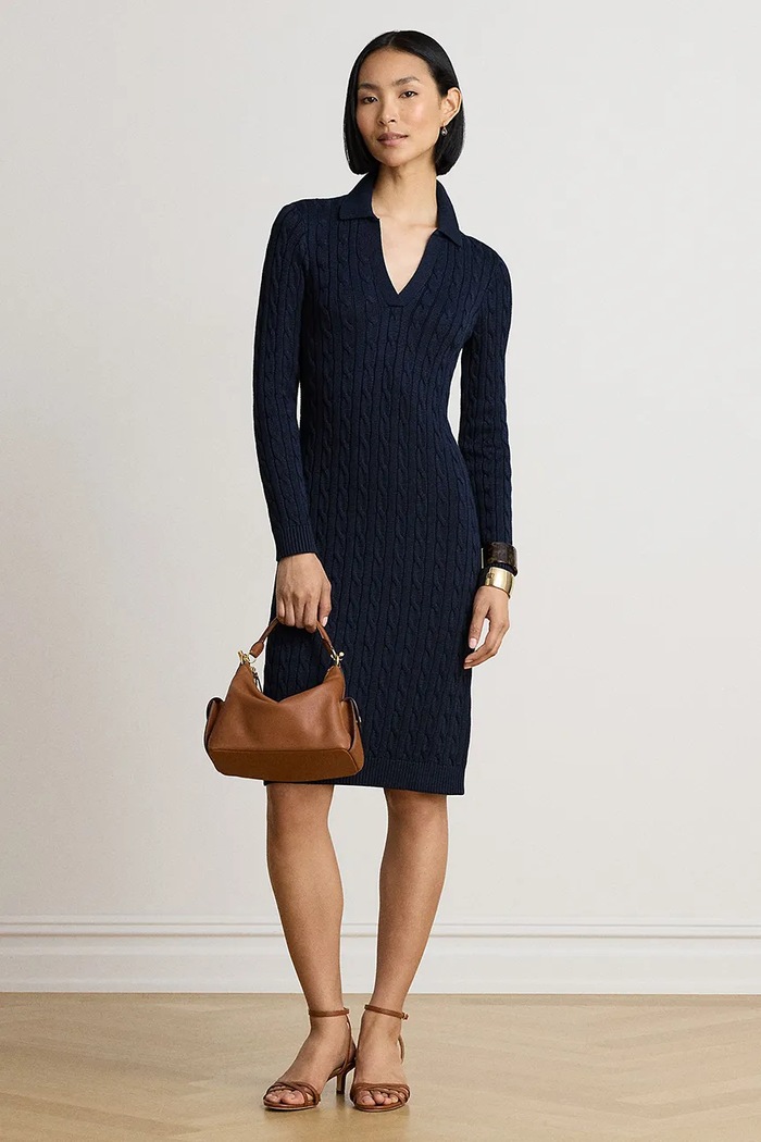Lauren Ralph Lauren Sukienka z bawełną granatowy 200B34422
