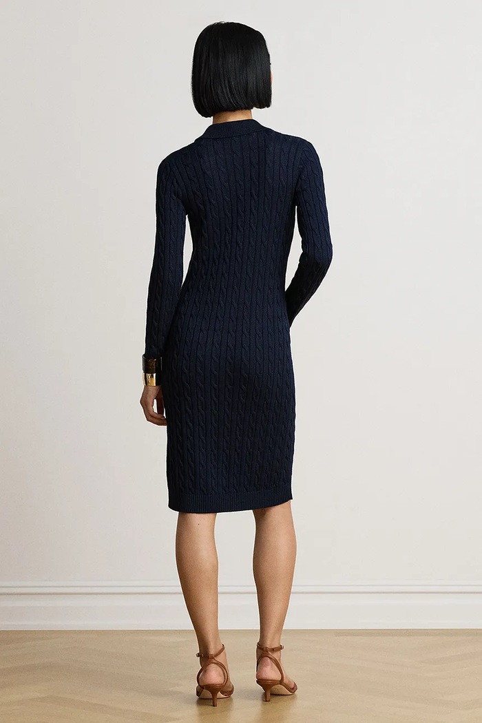 Lauren Ralph Lauren Sukienka z bawełną 200B34422 granatowy AW26