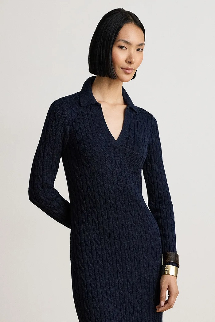 Odzież Lauren Ralph Lauren Sukienka z bawełną 200B34422 granatowy