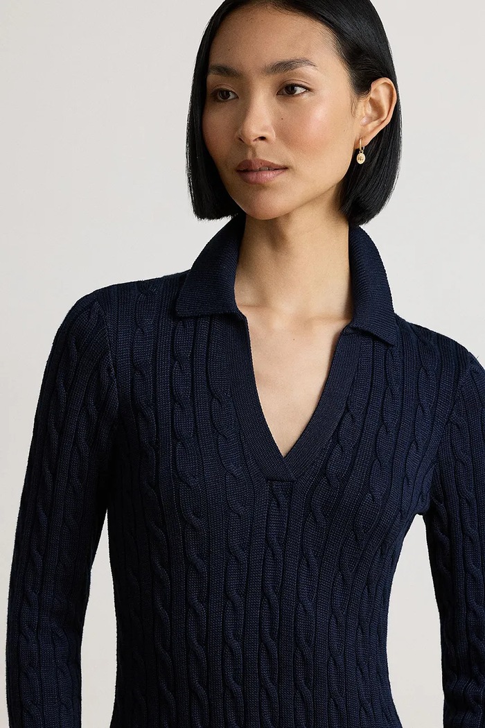 Sukienka z bawełną Lauren Ralph Lauren 200B34422 granatowy