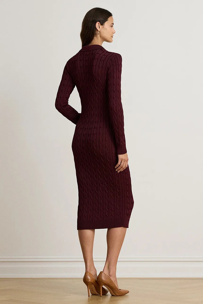 Lauren Ralph Lauren Sukienka z bawełną 200B34422 bordowy AW26