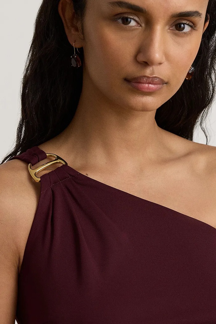 Sukienka empire Lauren Ralph Lauren 253B27582 bordowy