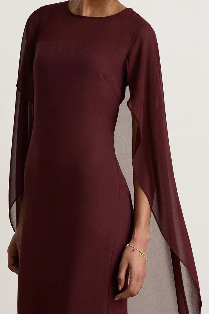 Sukienka empire Lauren Ralph Lauren 253B20797 bordowy