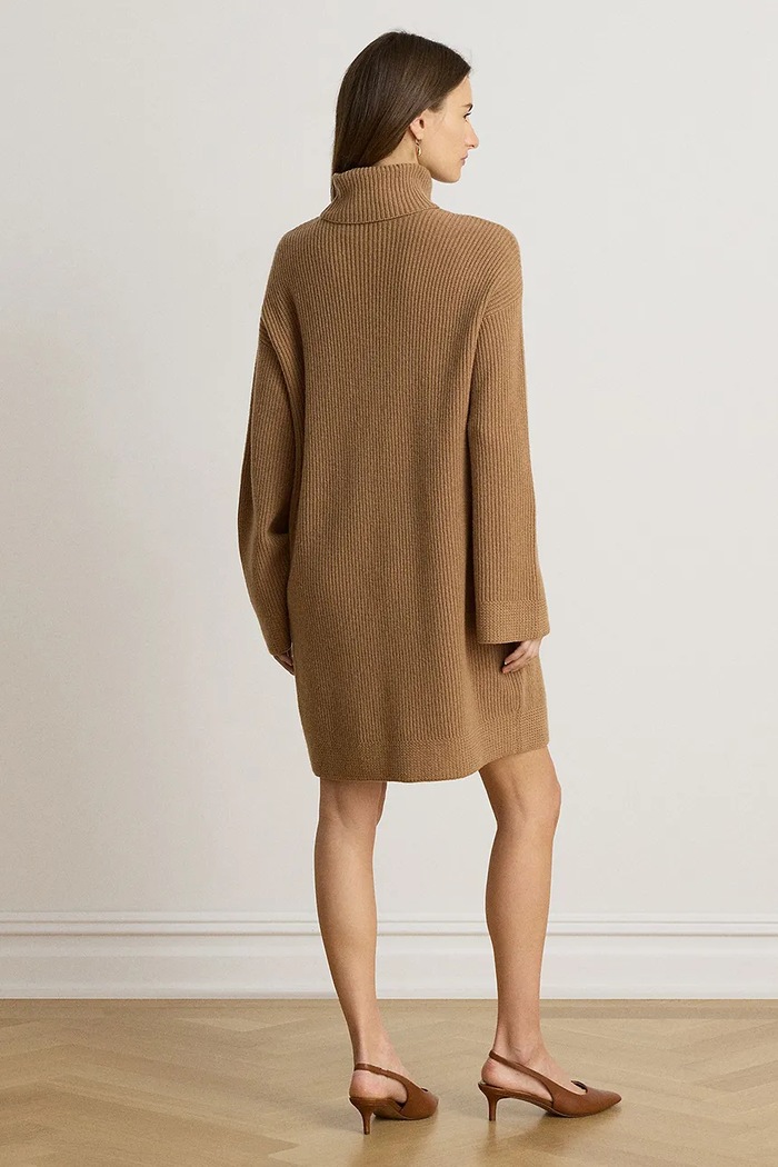 Lauren Ralph Lauren Sukienka sweterkowa wełniana 200P03457 brązowy AW26