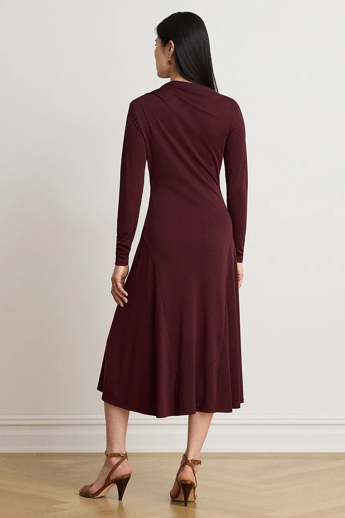 Lauren Ralph Lauren Sukienka rozkloszowana 200B27412 bordowy AW26