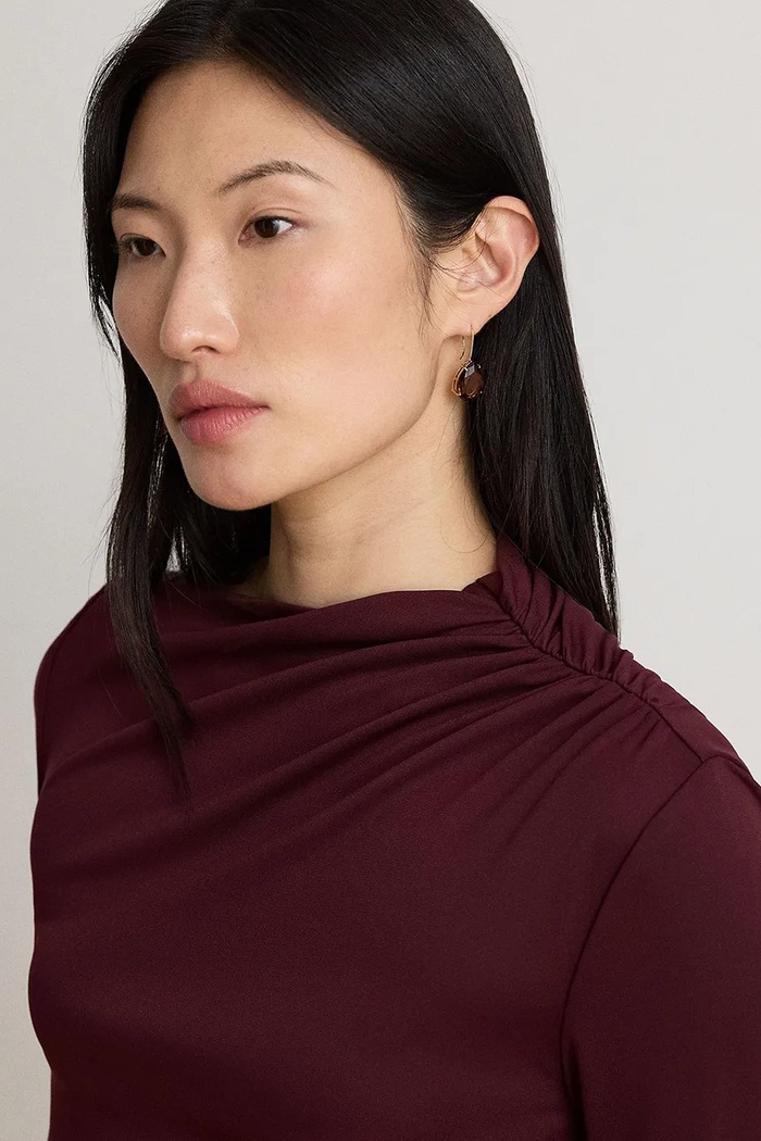 Sukienka rozkloszowana Lauren Ralph Lauren 200B27412 bordowy