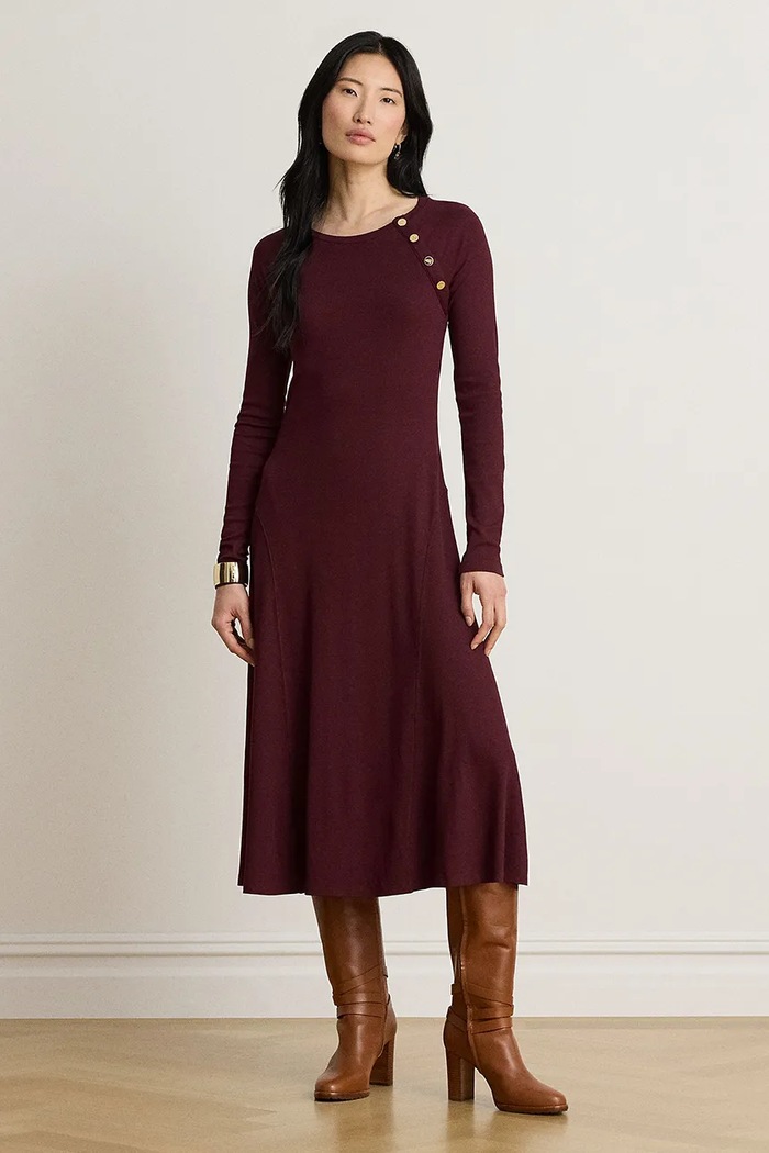Lauren Ralph Lauren Sukienka z bawełną bordowy 200B27401