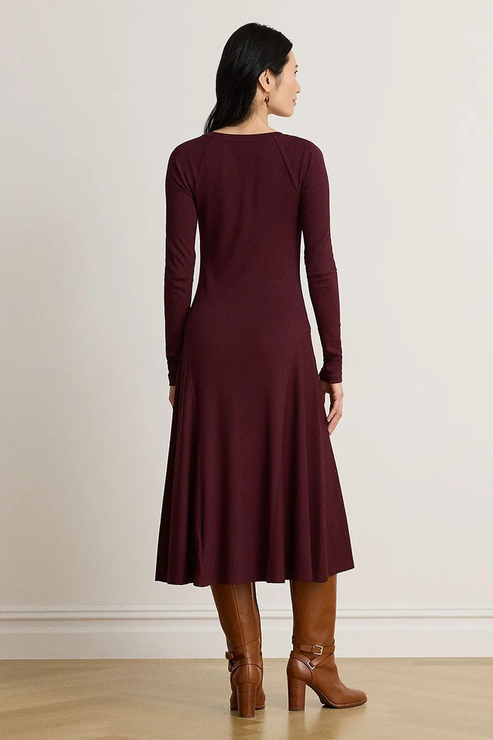 Lauren Ralph Lauren Sukienka z bawełną 200B27401 bordowy AW26