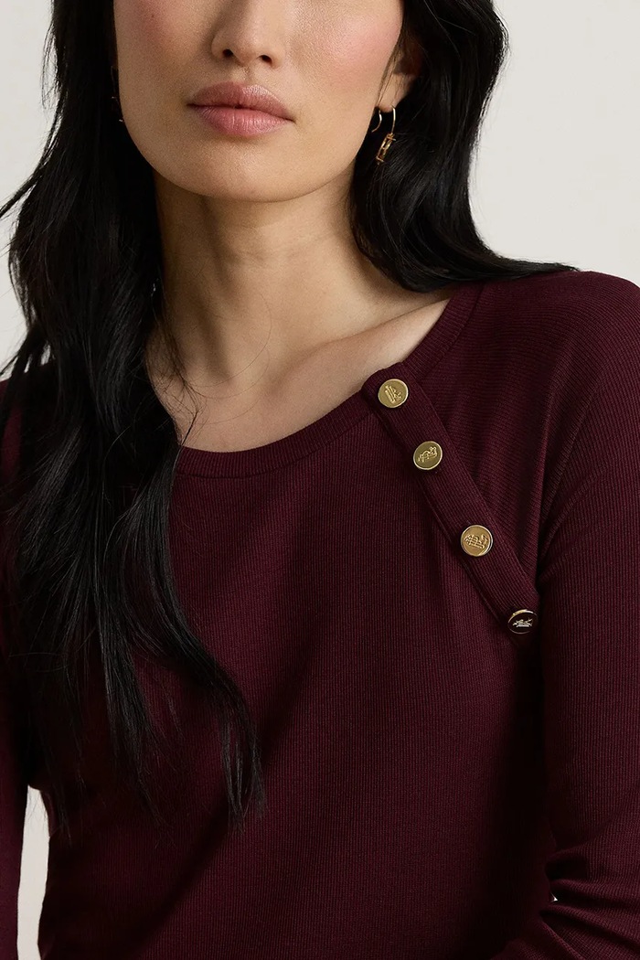 Sukienka z bawełną Lauren Ralph Lauren 200B27401 bordowy