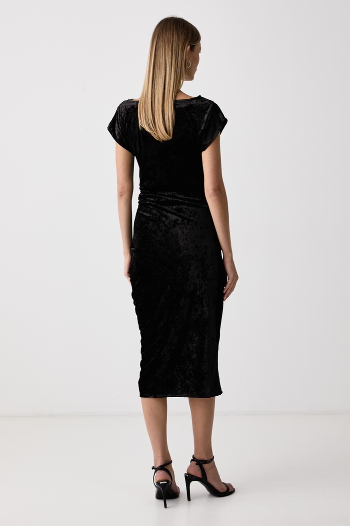 Odzież DKNY sukienka drapowana welurowa DD5V1M79 czarny