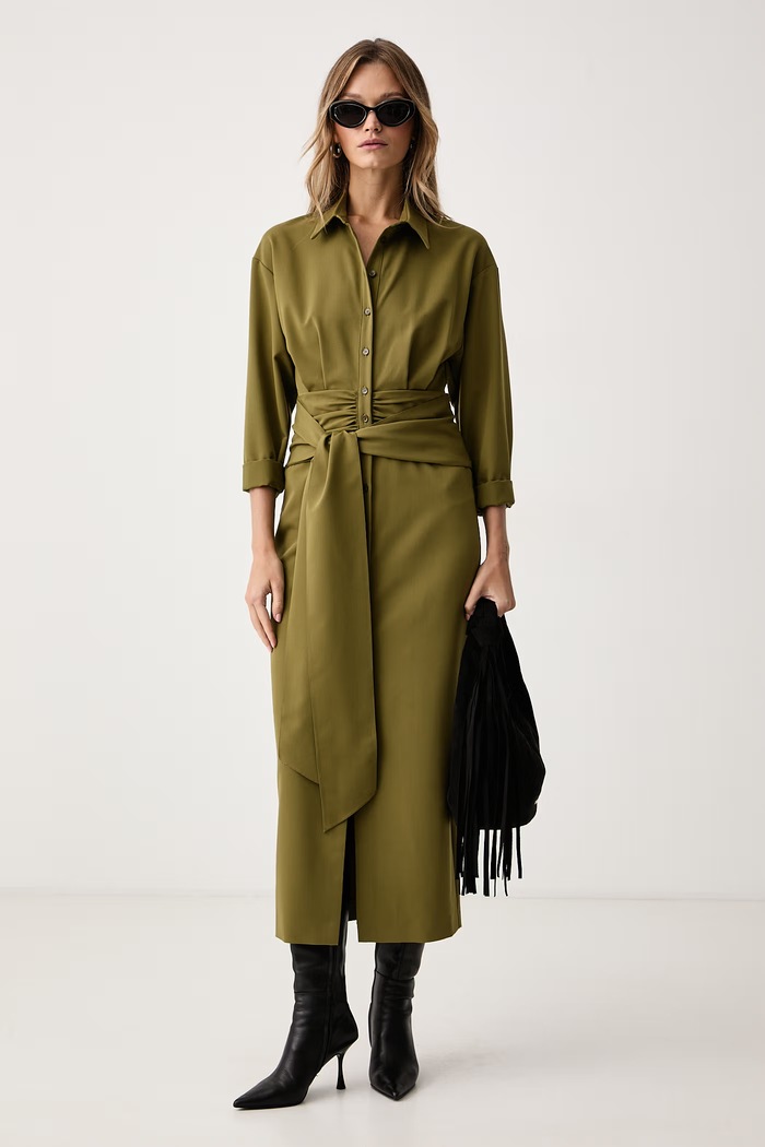 Patrizia Pepe Sukienka koszulowa 2A0094.A498 zielony AW26