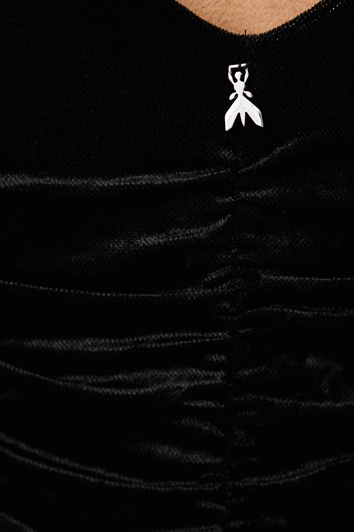 Sukienka drapowana welurowa Patrizia Pepe czarny 2A0017.J0082