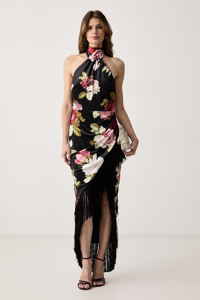 Retrofete Sukienka halter welurowa Winrey R.FW26.13206.17 czarny AW26