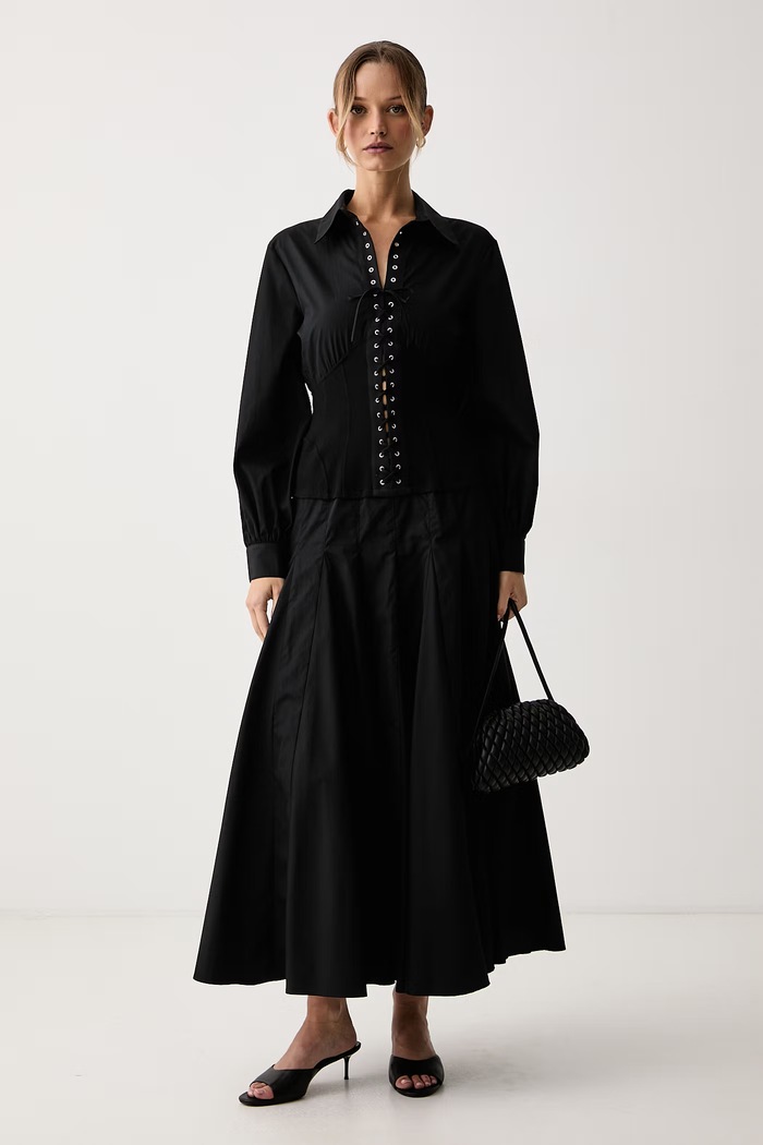 Max&Co. Sukienka rozkloszowana bawełniana MCLGELO 2628226071200 czarny AW26
