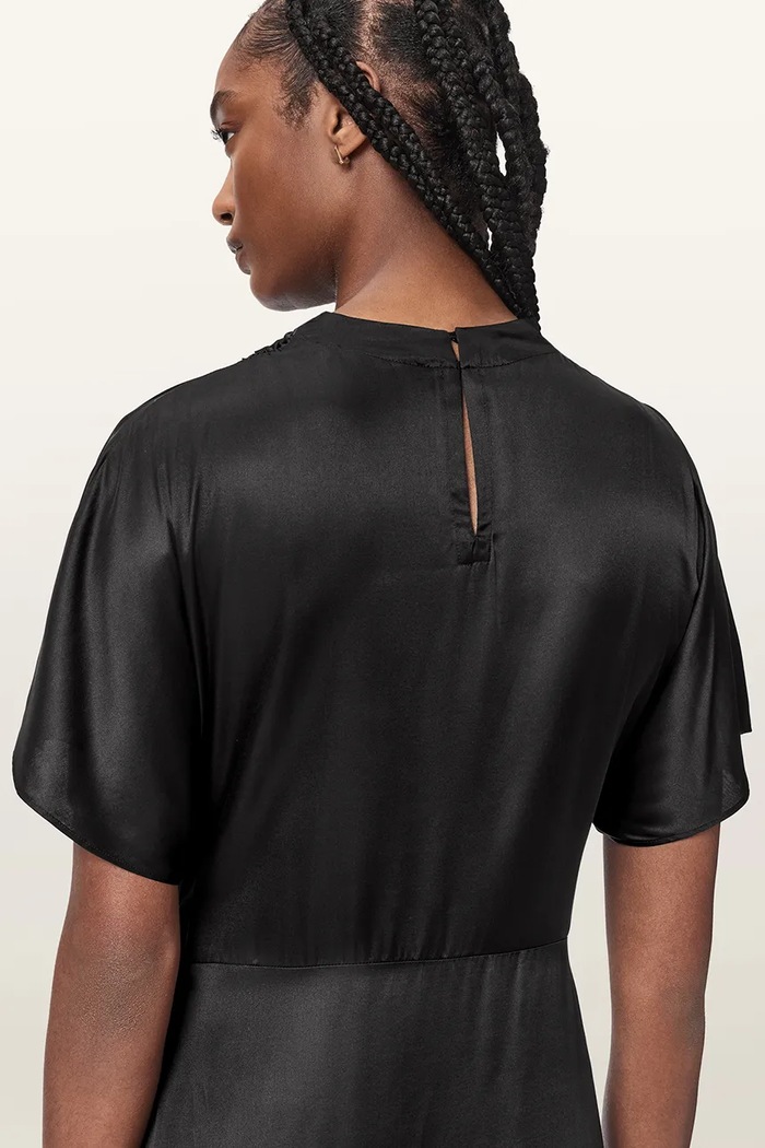 AllSaints Sukienka rozkloszowana z jedwabiem ROSIE W266DE