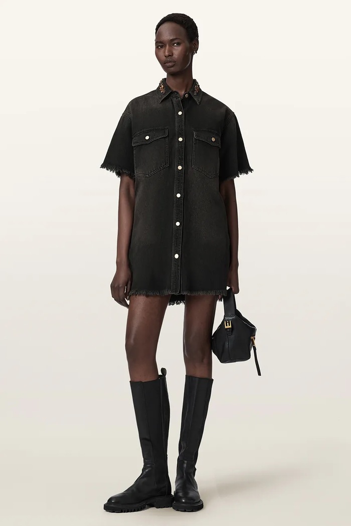 Odzież AllSaints Sukienka jeansowa FILOU W075DF brązowy