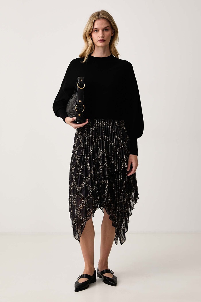 AllSaints Sukienka plisowana CONNIE W331DF granatowy AW26