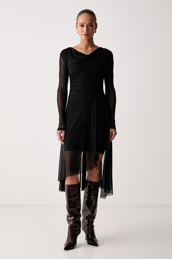 AllSaints Sukienka bodycon bawełniana z elastanem LORIA czarny W061DF