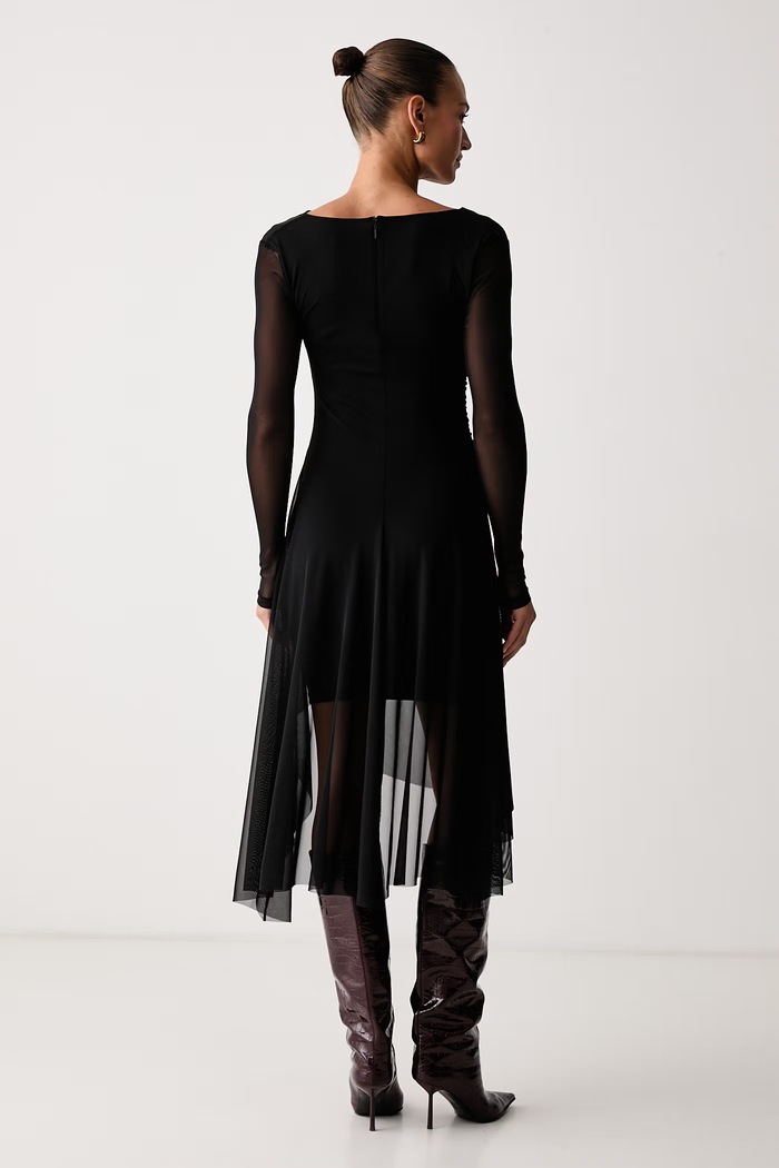 Odzież AllSaints Sukienka bodycon bawełniana z elastanem LORIA W061DF czarny