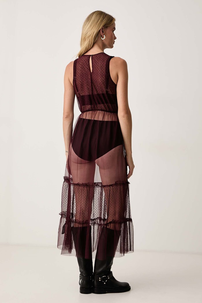 Odzież AllSaints Sukienka rozkloszowana TERRA W055DF bordowy