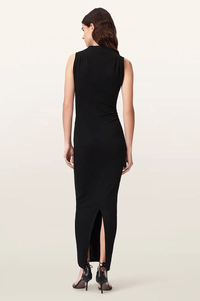 AllSaints Sukienka bodycon bawełniana z elastanem KATARINA W041DF czarny AW26