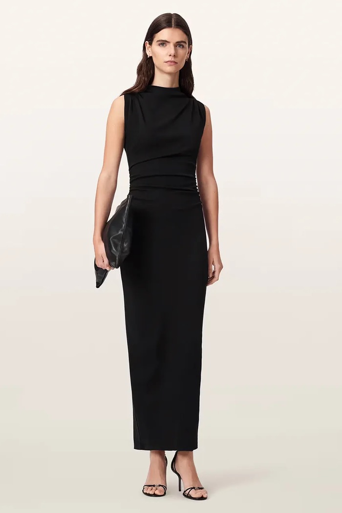 Odzież AllSaints Sukienka bodycon bawełniana z elastanem KATARINA W041DF czarny
