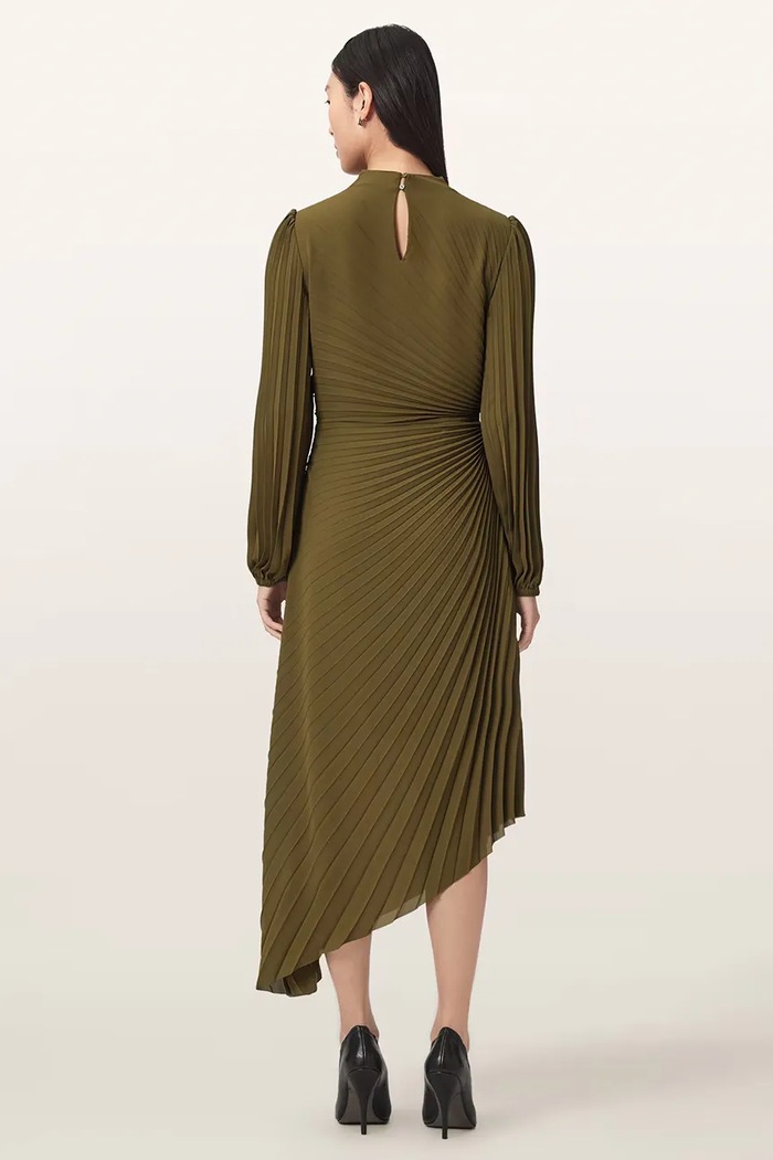 AllSaints Sukienka asymetryczna MIELENA W022DF zielony AW26