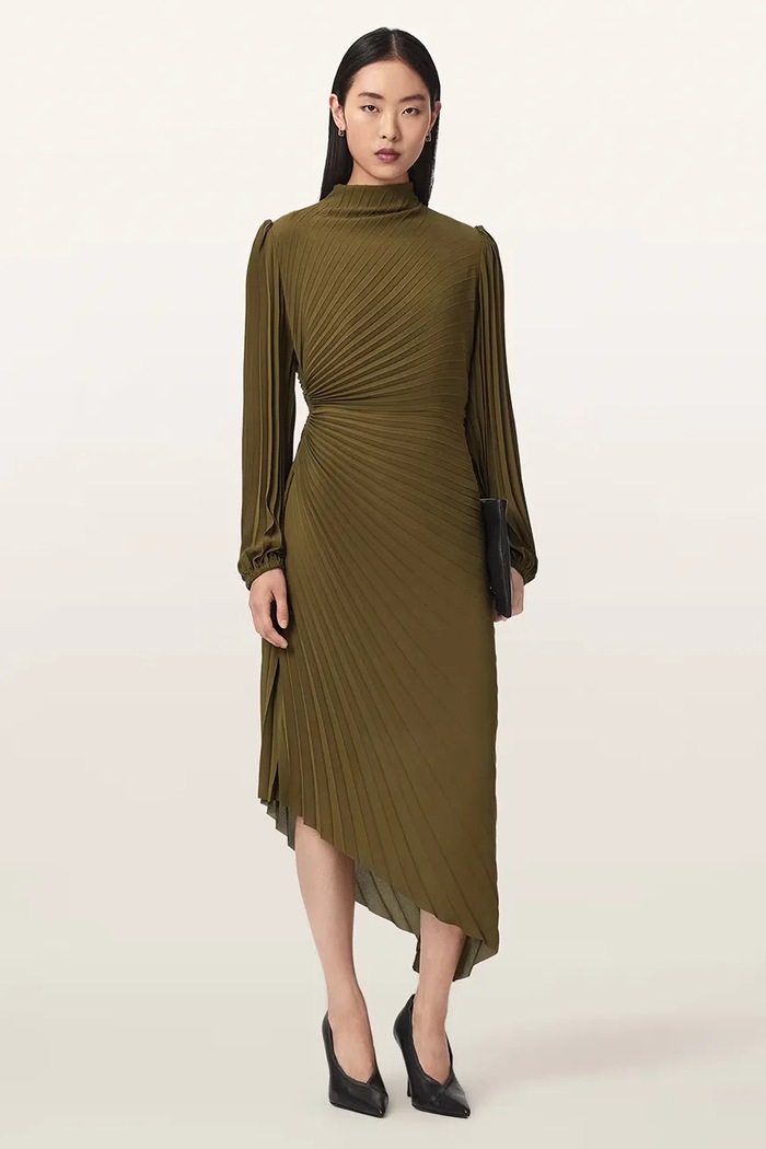 Odzież AllSaints Sukienka asymetryczna MIELENA W022DF zielony
