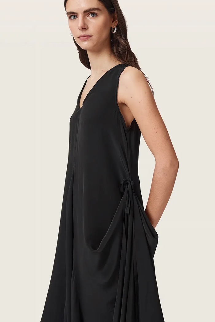 Sukienka asymetryczna z wiskozy SYBIL AllSaints W021DF czarny