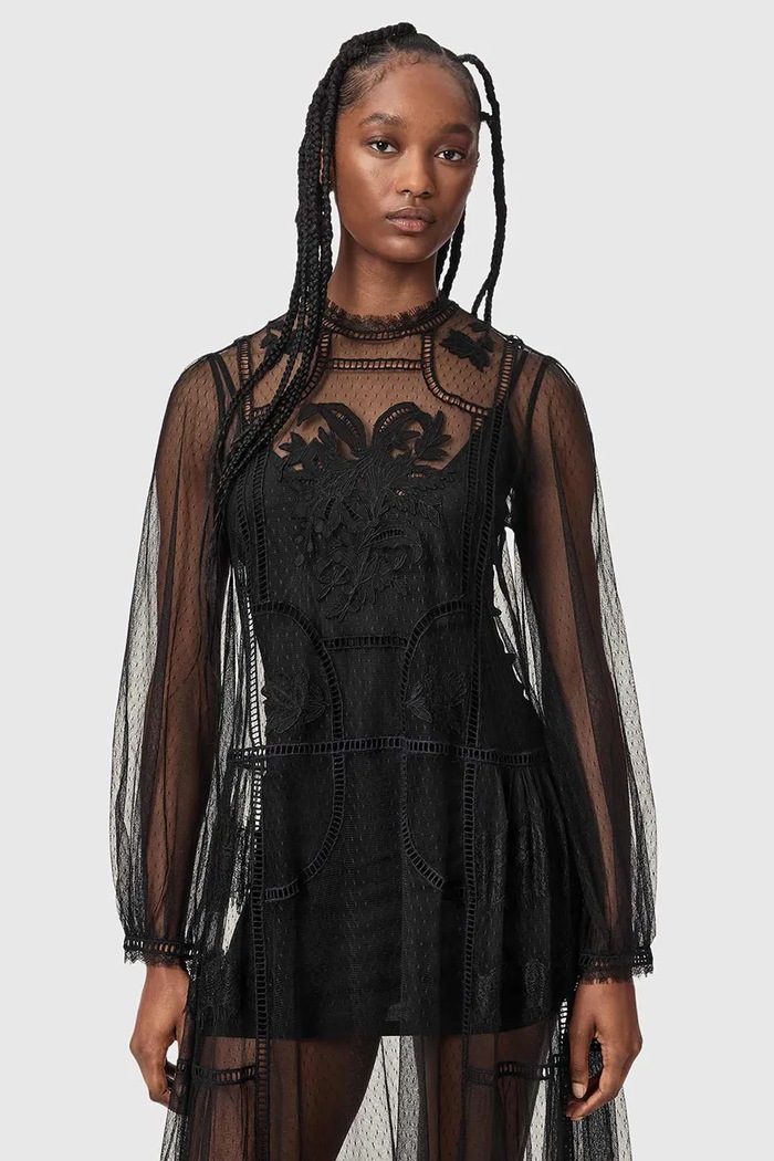 Odzież AllSaints Sukienka rozkloszowana CESCA W019DF czarny