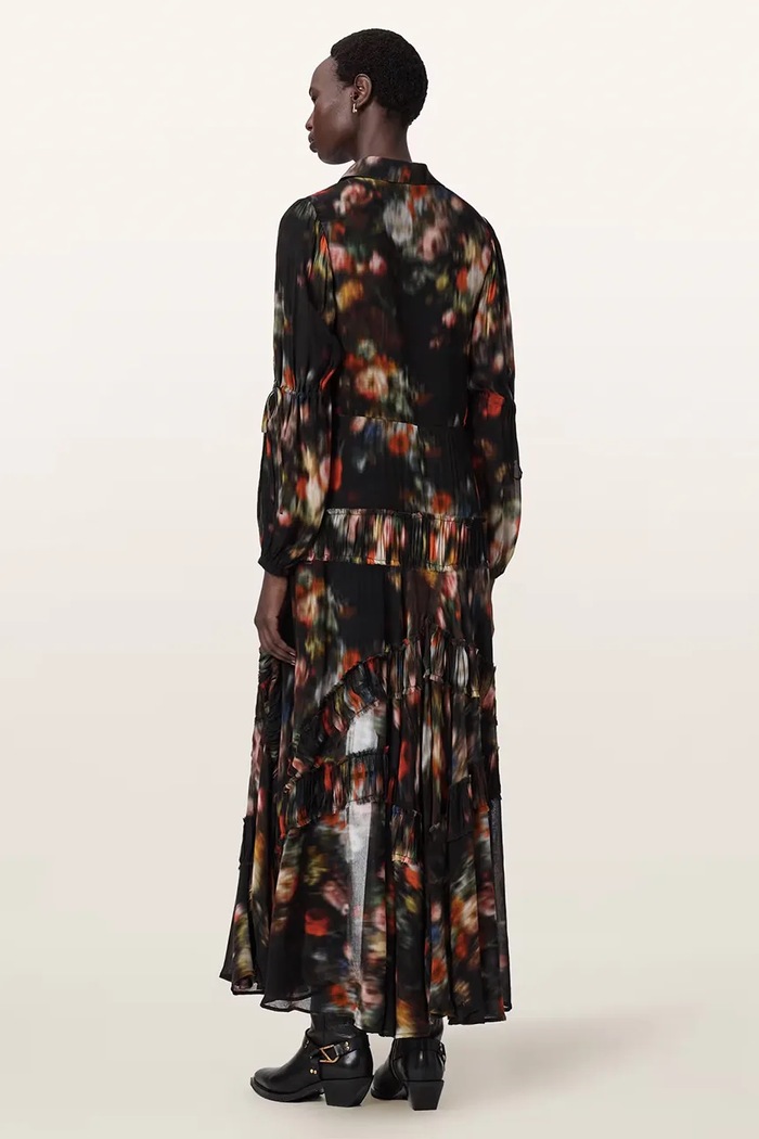 AllSaints Sukienka z wiskozy MARIA W014DF czarny AW26