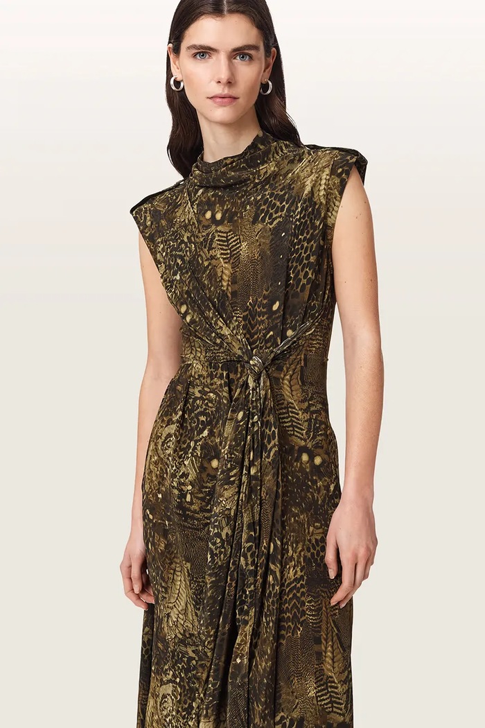 Sukienka asymetryczna z wiskozy PERSIA AllSaints W008DE zielony