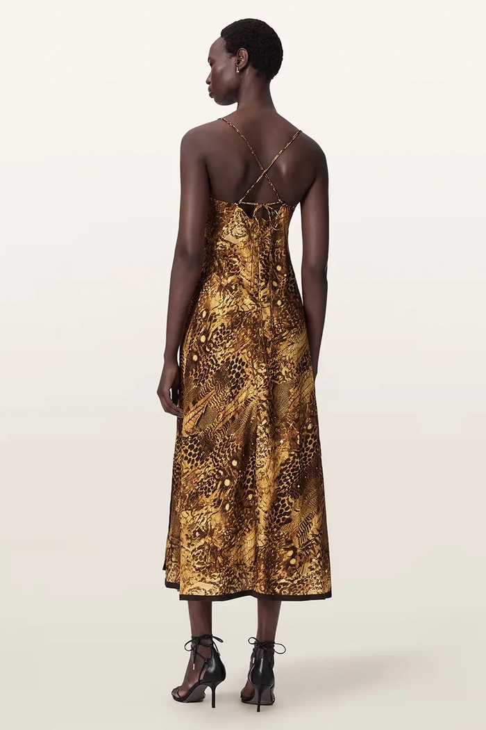 AllSaints Sukienka z wiskozy CLAIRE W002DF żółty AW26