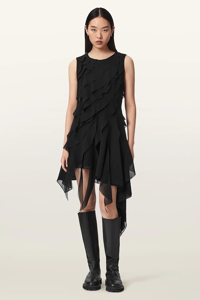 AllSaints Rochie asimetrică ANGIE DRESS negru W001DF