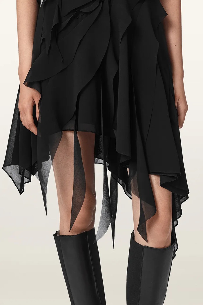 Rochie asimetrică ANGIE DRESS AllSaints negru W001DF