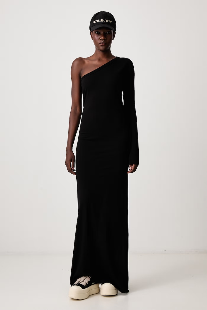 Rick Owens DRKSHDW Ziggy asymmetrical dress plain cotton DS02F6511.RN black AW26