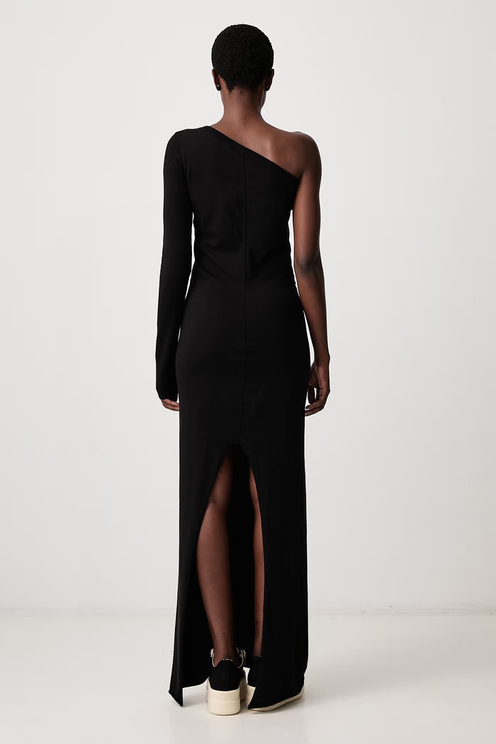 Clothing Rick Owens DRKSHDW Ziggy asymmetrical dress plain cotton DS02F6511.RN black