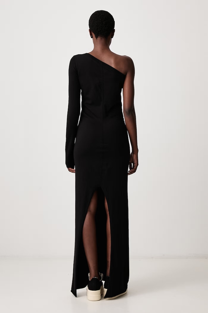 Clothing Rick Owens DRKSHDW Ziggy asymmetrical dress plain cotton DS02F6511.RN black